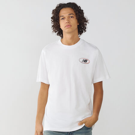 NEW BALANCE TEE SHIRT OVAL LOGO BLANC/NOIR HOMME
