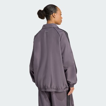 ADIDAS ORIGINALS Teamgeist Adicolor Oversized Woven Track Top Grey Strata / Black WOMEN