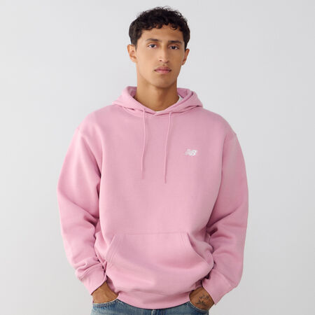 NEW BALANCE HOODIE SMALL LOGO ROSE/BLANC HOMME