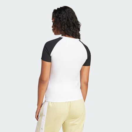 ADIDAS ORIGINALS Adicolor 3-Stripes Raglan Slim Tee White / Black WOMEN