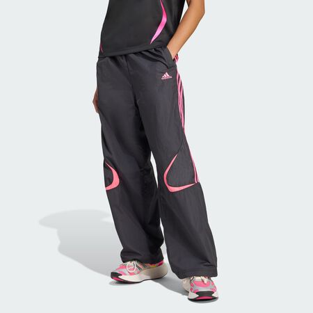ADIDAS ORIGINALS Teamgeist Adicolor Oversized Track Pants Black / Semi Lucid Fuchsia WOMEN