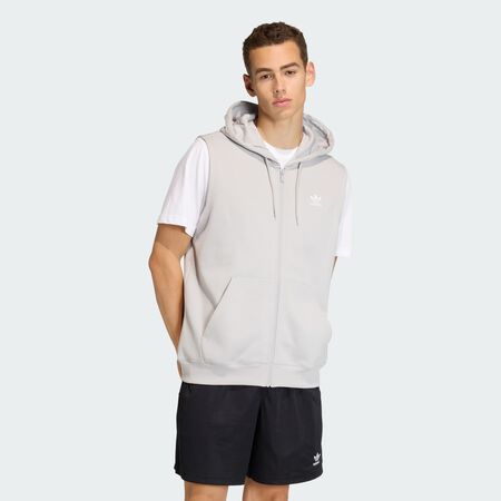 ADIDAS ORIGINALS SWEAT-SHIRT À CAPUCHE SANS MANCHES TRÈFLE ESSENTIALS Grey Two HOMME
