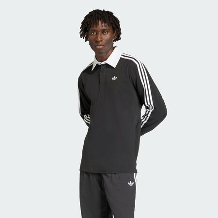 ADIDAS ORIGINALS 3-STRIPES RUGBY LONGSLEEVE POLO Black MEN