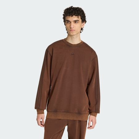 ADIDAS ORIGINALS Premium Essentials Retro Washed Crew Sweatshirt Aurora Coffee MEN