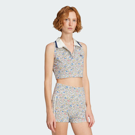 ADIDAS ORIGINALS adidas Originals x Liberty London Sleeveless Crop Polo Off White / Semi Lucid Red WOMEN