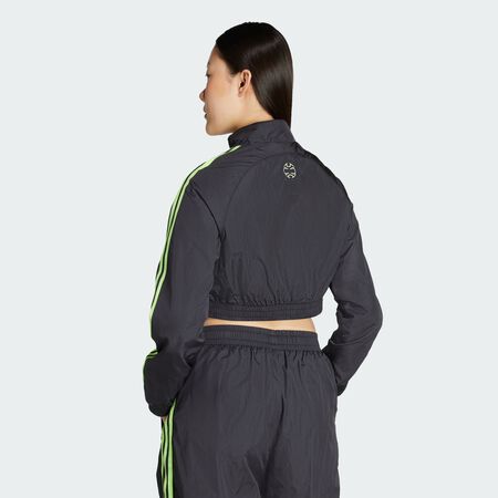 ADIDAS ORIGINALS Veste de survêtement courte Teamgeist Adicolor Black / Signal Green FEMME