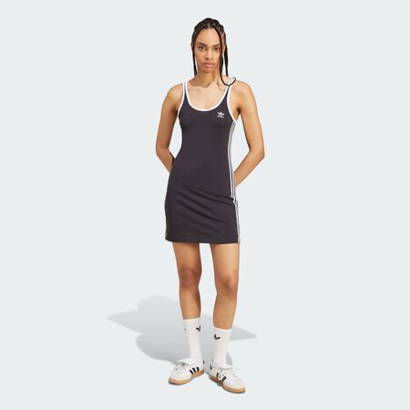 ADIDAS ORIGINALS Robe courte à bretelles Adicolor 3 bandes Black / White FEMME