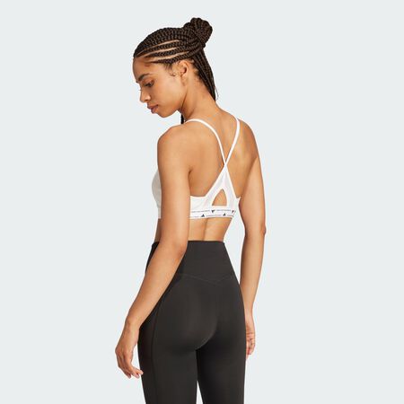 ADIDAS PERFORMANCE Aeroreact Training 3-Stripes Bra White WOMEN