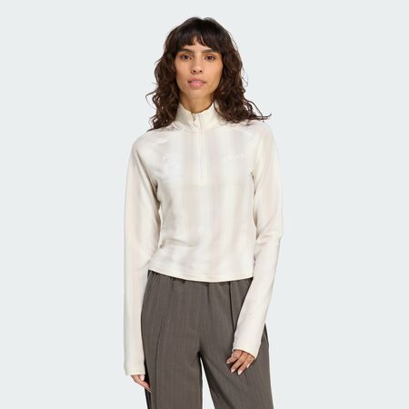 ADIDAS ORIGINALS Haut manches longues de football graphique demi-zip Off White FEMME