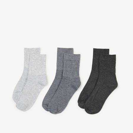 COURIR PACK CHAUSSETTES X3 MID CREW GRIS MIXTE