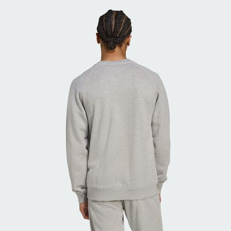 ADIDAS ORIGINALS Trefoil Essentials French Terry Crew Sweatshirt Medium Grey Heather / White MEN