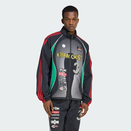 ADIDAS ORIGINALS TEAMGEIST MOTO TRACKTOP Black / Green / Better Scarlet MEN
