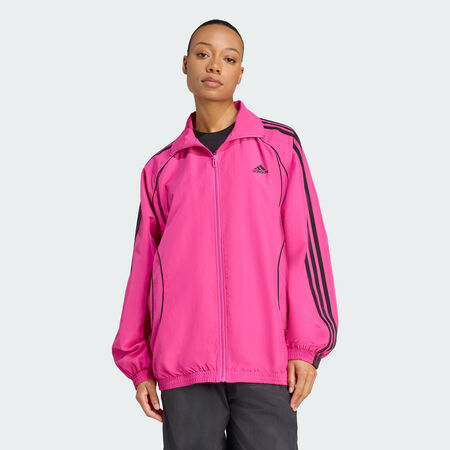 ADIDAS ORIGINALS Teamgeist Adicolor Oversized Woven Track Top Semi Lucid Fuchsia / Black WOMEN
