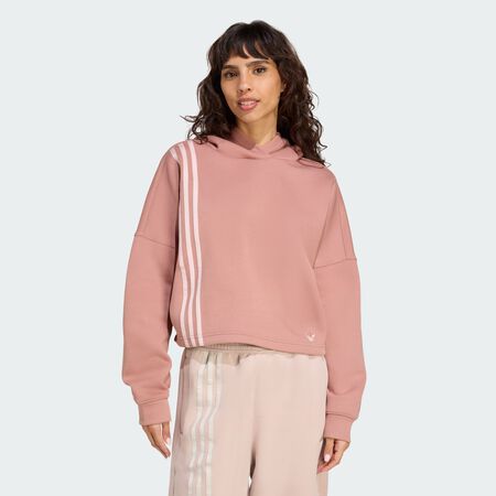 ADIDAS ORIGINALS Off Placed 3-Stripes Hoodie Warm Clay WOMEN