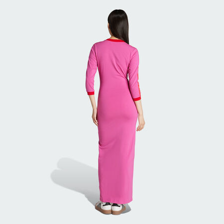 ADIDAS ORIGINALS Robe longue 3 bandes Adicolor Classics Semi Lucid Fuchsia / Better Scarlet FEMME