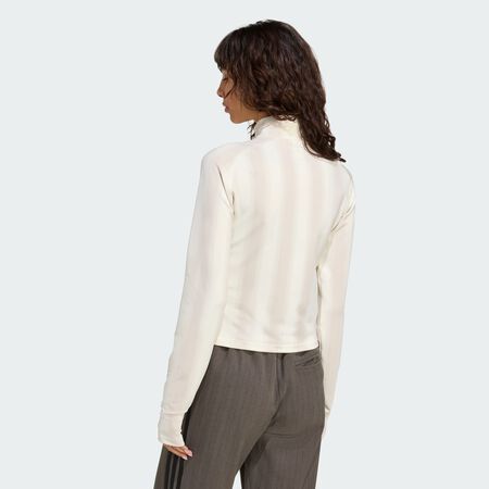 ADIDAS ORIGINALS Haut manches longues de football graphique demi-zip Off White FEMME