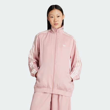 ADIDAS ORIGINALS adidas Originals Satin Firebird Track Top Ruffle 3-Stripes Wonder Mauve WOMEN