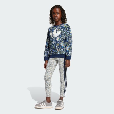ADIDAS ORIGINALS Adidas Originals X Liberty London Crew Leggings Set Kids Night Indigo / Multicolor TODDLERS
