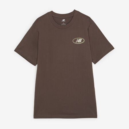 NEW BALANCE TEE SHIRT OVAL LOGO MARRON/BEIGE HOMME