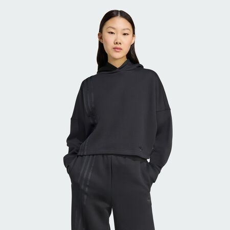 ADIDAS ORIGINALS Off Placed 3-Stripes Hoodie Black WOMEN