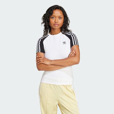 ADIDAS ORIGINALS Adicolor 3-Stripes Raglan Slim Tee White / Black WOMEN