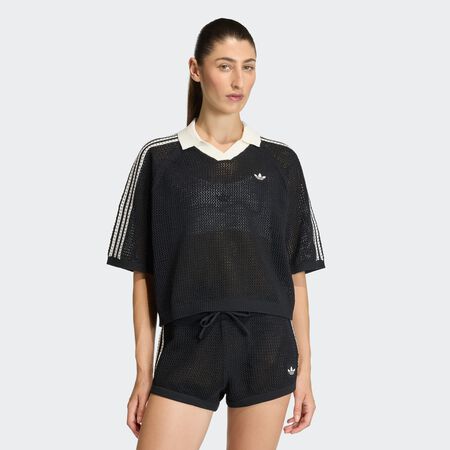 ADIDAS ORIGINALS POLO CROCHET TRICOTÉ Black FEMME