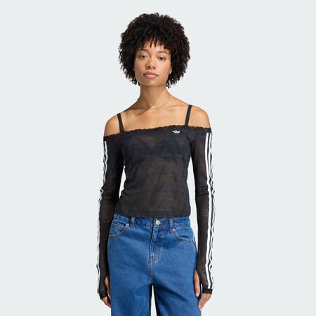ADIDAS ORIGINALS TOP DENTELLE BARDOT Black FEMME