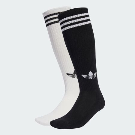 ADIDAS ORIGINALS 3-Stripes Knee Socks 2 Pairs White / Black UNISEX