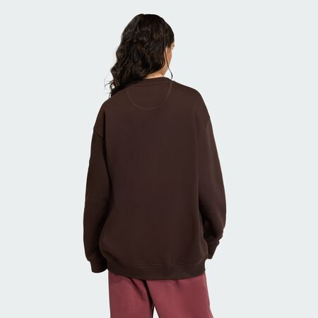 ADIDAS ORIGINALS Essentials Fleece Long Oversized Crew Sweatshirt Aurora Coffee WOMEN