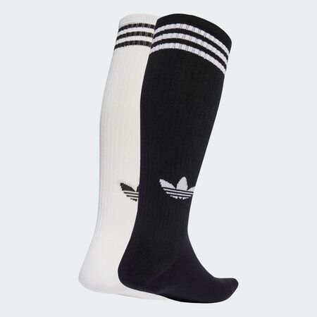 ADIDAS ORIGINALS 3-Stripes Knee Socks 2 Pairs White / Black UNISEX
