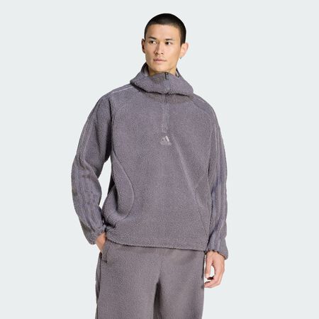 ADIDAS ORIGINALS BORG FLEECE TEAMGEIST 1/4 ZIP HOODIE Grey Strata MEN
