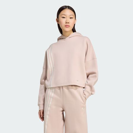 ADIDAS ORIGINALS Off Placed 3-Stripes Hoodie Wonder Taupe WOMEN