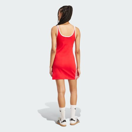 ADIDAS ORIGINALS Robe courte à bretelles Adicolor 3 bandes Better Scarlet / White FEMME