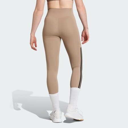ADIDAS ORIGINALS Optimé 3-Stripes Full-Length Leggings Chalky Brown WOMEN