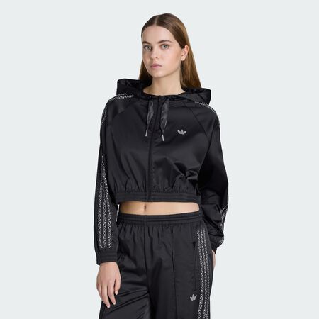 ADIDAS ORIGINALS PEARL CROPPED ZIP HOODIE Black WOMEN
