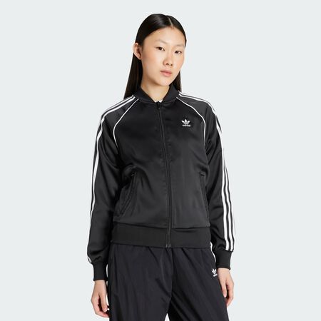 ADIDAS ORIGINALS Veste de survêtement satin SST Adicolor Black / White FEMME