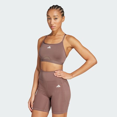 ADIDAS PERFORMANCE Aeroreact Training 3-Stripes Bra Earth Strata WOMEN