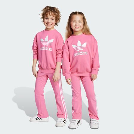 ADIDAS ORIGINALS Ensemble legging évasé sweat-shirt ras-du-cou ample Enfants Pink Fusion CADET