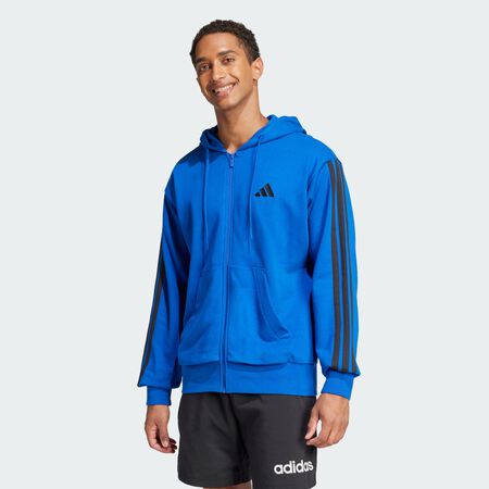 ADIDAS ORIGINALS Essentials 3-Stripes French Terry Full-Zip Hoodie Royal Blue / Black MEN