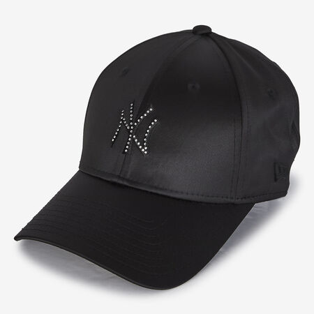9FORTY WOMEN NY SATIN RHINESTONE LOGO : NOIR